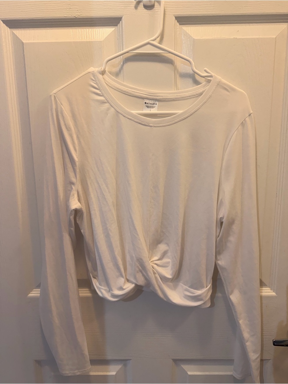Athleta White Long-Sleeve Twist-Hem Tee